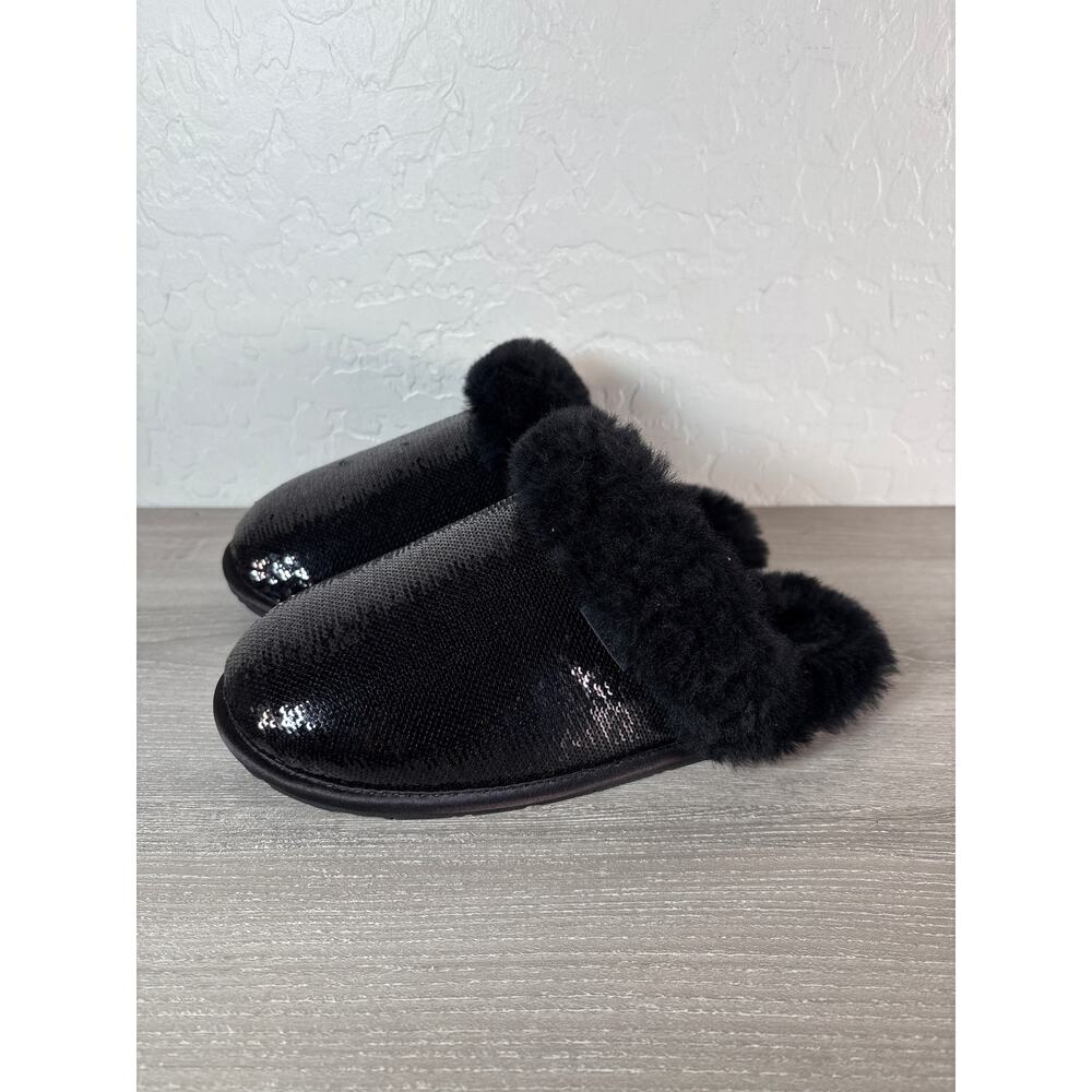 Women's 7 - UGG Scuffette II Mirror Ball‎ Sequin Slippers Black EUC